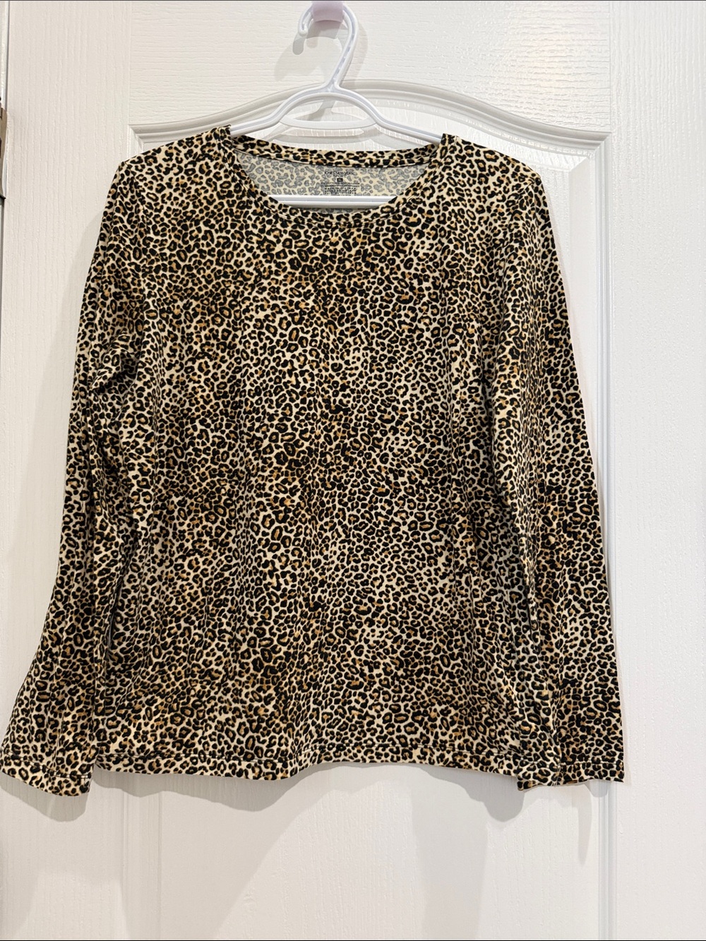 Jones New York Animal Print Long Sleeve Top - Beige & Black Size XL